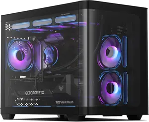 DarkFlash DPW90M Micro-ATX Gaming PC Case with 270° Curved Glass & Up to 10 Fans Compatible with RTX 5090 Ready for Durable Build