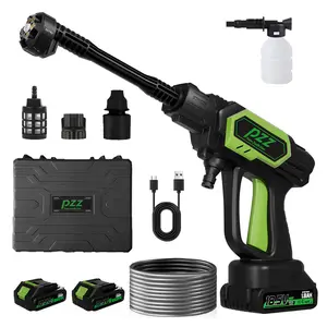 PZZ Cordless Pressure Washer, 1000 PSI Portable Power Washer with 2pcs 18.5V Battery, 6-in-1 Nozzle and 17FT Hose, Handheld Power Washer for Home, Garden and Car Cleaning