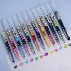 12-pack of quick-drying colored rollerball pens, 0.5mm, student exam needle-point fountain pens, carbon ink pens for school, office, and exam stationery