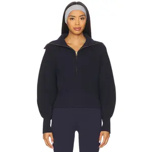 Varley Maura Half Zip Rib Knit in Navy