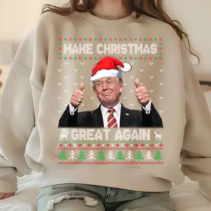Funny Trump Make Christmas Great Again Ugly Sweater Xmas Sweatshirt | Funny Trump Xmas Holiday Shirt