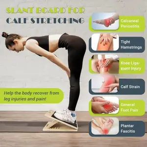 Adjustable Wooden Slant Board Homhut Calf Stretcher Incline Squat Wedge Ankle Mobility Heel Stretch Leg Exercise Fitness Equipment for Home Gym Yoga Pilates Training