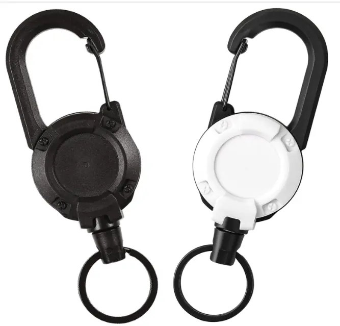 Retractable Heavy Duty Badge Reels Set,Heavy Duty Retractable Keychain Badge Reels - Small Multitool Carabiner Snap Hook ID Holder, 23.6in Steel Cord Tactical Fashion Accessory for Personal Use
