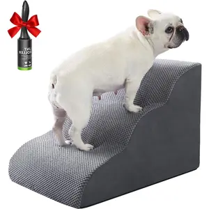 Ryoizen Dog Stairs for Small Dogs, Dog Steps for Bed Pet Stairs for Couch, Dog Ramp with Durable Non-Slip High Density Foam Up to 18'' H, Best for Senior Achy Dog, Cats, Small Pets, Gifts Lint Roller