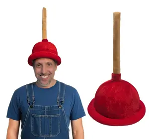 Hilarious Plush Plunger Cap – Red Velvet Toilet Gag Hat for All Ages – Funny Costume Party & Prank Accessory