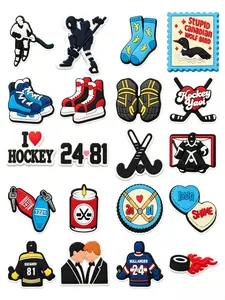 20Pcs Hockey Cartoon Shoe Accessories, Button Decor for Holey Shoes, Suitable for Kids and Adults, All Seasons DIY Shoe Charms