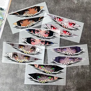 Anime Motorcycle Helmet Sticker - JDM Style Japanese Girl Expression Eye Makeup - Scratch Resistant and Wear-resistant Sticker, Suitable for Personalized Customization of Motorcycles, Bicycles, and Helmets - A Must-have for Anime Fans and JDM Enthusiasts