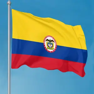 Colombia National Flag 2x3ft 3x5ft, Large Yellow Upper Band Small Blue Red Horizontal Stripes Central Official National Coat of Arms Banner, South American Latin Tropical Country Flag for Outdoor Balcony Yard Wall Decor, Colombian Hispanic Cultural Themed
