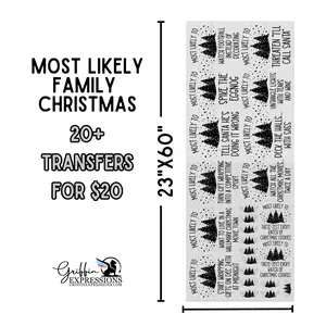 Most Likely Family Christmas | Dollar Deals DTF Transfer Gang Sheet For Graphic Tees