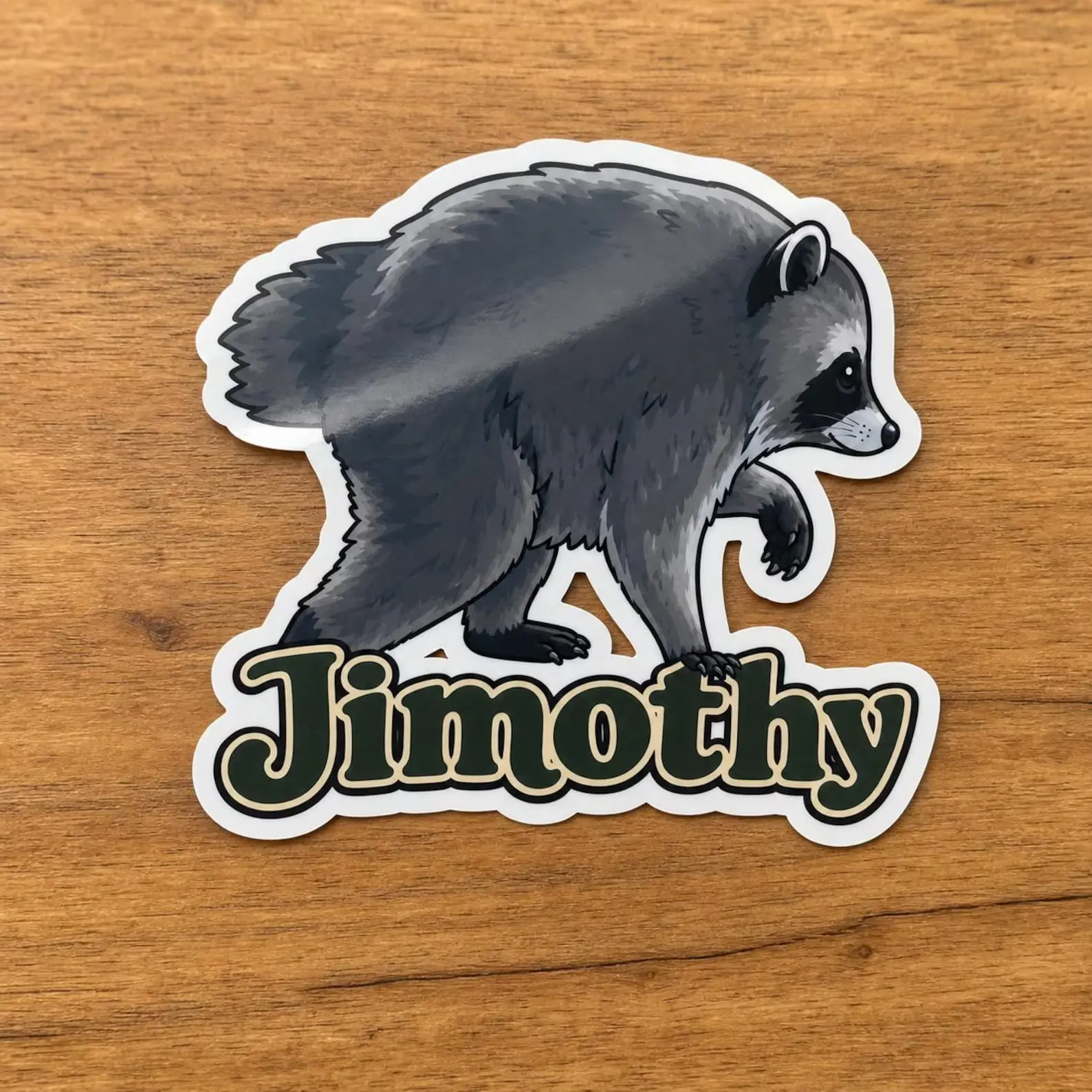 Jimothy Seattle Raccoon Sticker with Name, 3-Inch Durable Cute PNW Animal Sticker, Seattle Gift, Laptop and Water Bottle Decor