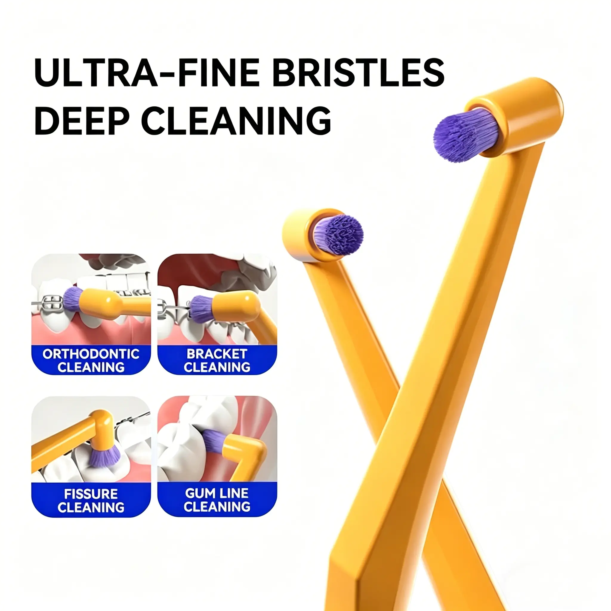 ICESEE End Tuft Toothbrush, 2 Pack for Braces Care and Gum Health, Deep Clean with Soft Bristles and Non-Slip Grip Handle