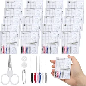 20 Boxes Mini Travel Sewing Kit, Portable Sewing Kit with Pre-Threaded , Mini  and Buttons for Quick Fixing and Sewing