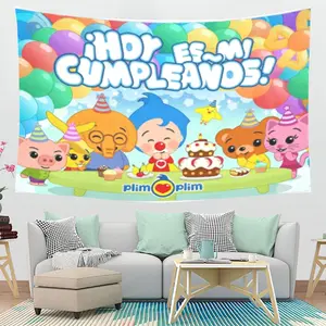 Plim Plim Birthday Tapestry - Fun Party Backdrop & Retro Cartoon Wall Hanging