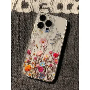 Flower phone case, 1 piece. Transparent protective phone case with floral leaves, waterproof, shockproof, drop-proof, and scratch-resistant, compatible with iPhone 17/16/15/14/13/12/11/X/XS/XSMAX/XR/16E/7P/8P. It is a perfect holiday gift.