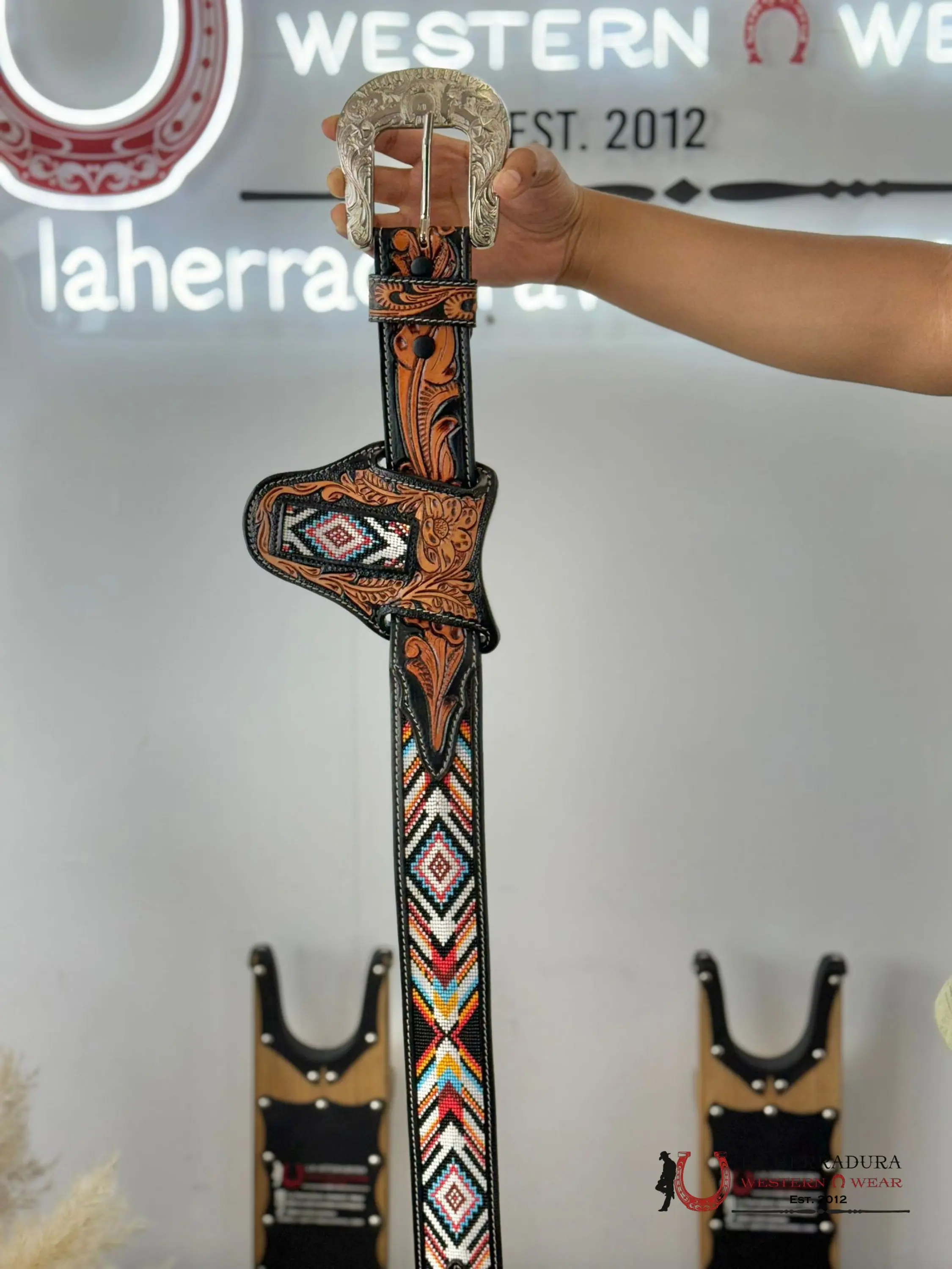 LA HERRADURA AZTEC MULTI HANDTOOLED 2 INCH BELT