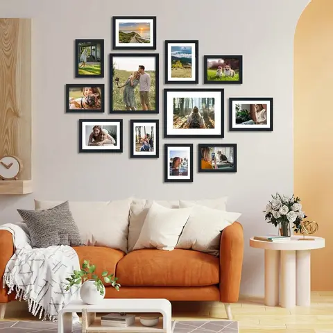 10-Pack Multi-Size Black Gallery Picture Frames Collage Set with Wallmount Hardware - Home Decor Items, House Accessories, Living Room Decor, Aesthetic Art Display Wall & Tabletop Frames, Thoughtful Photo Gift (2x8x10, 4x5x7, 4x4x6)