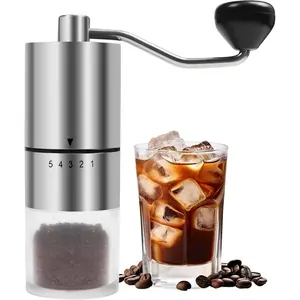Manual Coffee Grinder With Ceramic Burr, 5 Adjustable Settings, Hand Crank Coffee Bean Grinder for Espresso, French Press, Home Use and Camping Travel