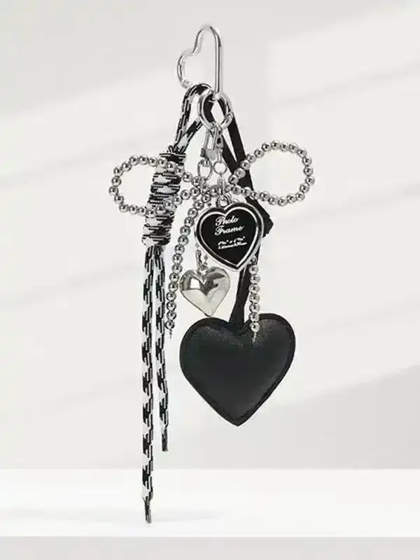 Elegant Heart Keychain for Women, Bow Charm Metal Design Handbag Wallet Car Key Fashion Accessory Durable Wedding Nickel Classy Her Hypoallergenic Sparkling Gift Trendy Anniversary Catching Free Crystal Unique