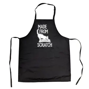 Cookout Apron Made From Scratch Baking Smock Funny Pet Cat Lover Apron Funny Aprons Adjustable Household Items Graphic Print Food Grill Apparel Funny Cat Cover Grilling Apparel for Men Black