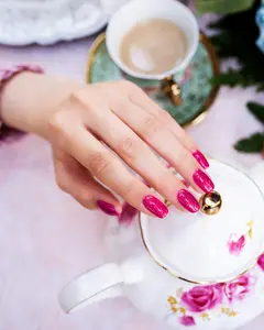 Gelish MINI High Voltage - Pink with Fuchsia and Silver Glitter, Long-Lasting Soak-Off Gel, Vibrant Color, Chip-Resistant, High Shine, Professional Salon Quality, 9mL.