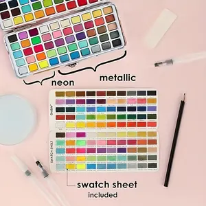50-color watercolor paint set-portable gel watercolor paint, with palette and brush in the box, is an ideal choice for artists, lovers and painting lovers, Art Drawing Supplies