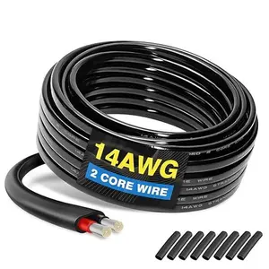 14 Gauge Oxygen Free Tinned Copper Electrical Wire, 26ft / 8m 14 AWG 2 Conductor Multi Strand OFC Pure Copper Wire with PVC Jacket, Flexible Wire for Automotive/Car/Home Theater/Lamp/Marine Cable