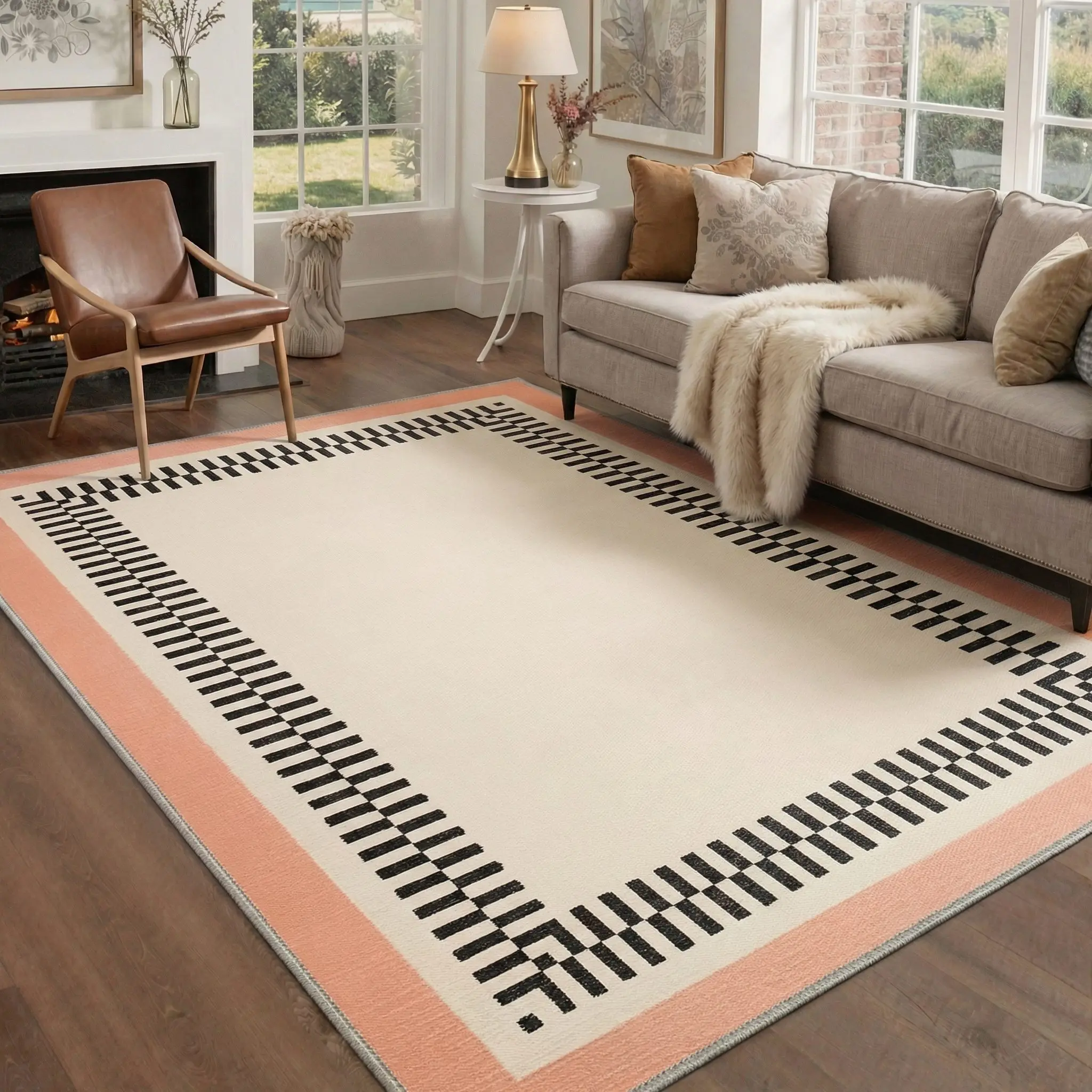 【Deals For You Days】BEIMO Rug – Machine Washable, Pet Friendly, Non-Slip Floor Rug, Soft Area Carpet, Ideal for Living Room, Bedroom, Kitchen, Hallway ,ARM2032-LINEN