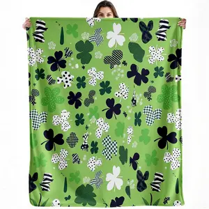 St Patrick's Day Shamrock Blanket Green Clover Throw Blanket