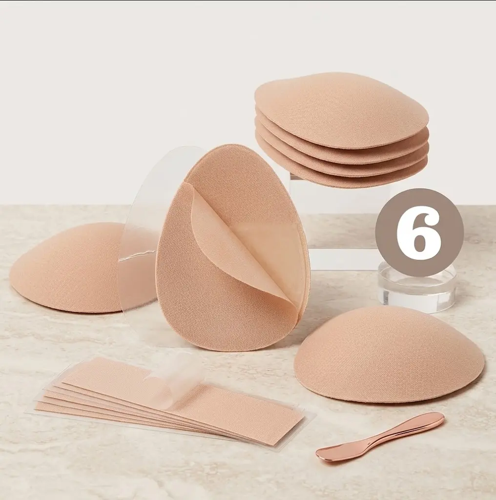 BODi Essentials XL Invisible Breast Lift Tape Adhesive Strapless Bra, Beige for B-E Cup Large Breast Light Womenswear Backless Sheer