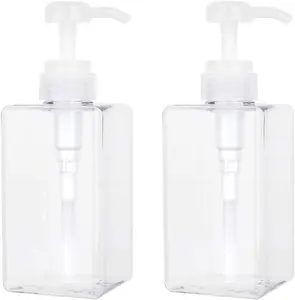 Pump Bottle, Refillable Plastic Empty Lotion Soap Dispenser Liquid Container for Bathroom Shampoo and Body Wash, 15Oz/450Ml Clear 2 Pack 2b-89