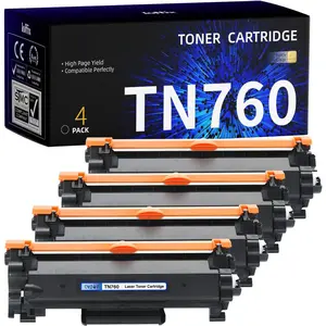 Compatible TN-760 Toner Cartridges Replacement for Brother TN760 TN-760 TN-730 Toner Use with Brother MFC-L2710DW MFC-L2750DW HL-L2370DW HL-L2395DW HL-L2390DW Printer (Black, 4 Pack)
