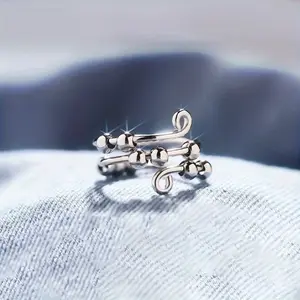 925 Sterling Silver Fidget Ring - Spunbeaded Design for Men and Women, High Quality Jewelry for Everyday Wear and Party Decoration  smart ring