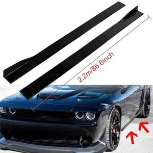 For Dodge Challenger 2008-2023 Glossy Black 86.6" Side Skirt Rocker Lip Splitter