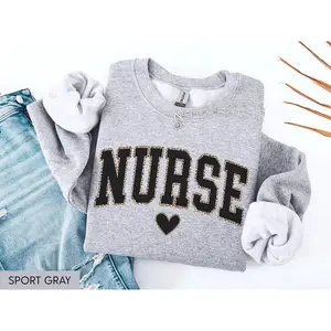 Polyester Leopard Print Nurse Sweatshirt, RN Sweatshirt, Nurse Sweater, Nurse Graduation Gift, Nurse Week, Nurse Appreciation Gift, New Nurse Gift