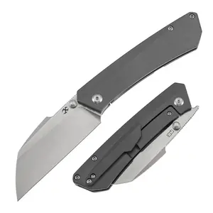 KANSEPT Contra | Thumb Stubs | Gray/Black and Plain/Blue/Bronze/Purple Anodized Titanium | 3.25" Satin S90V/Damascus | Nathan Contra Design | K1139A1