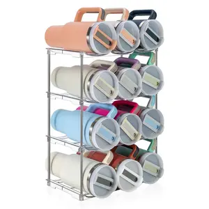 BATOTO 4-Pack Water Bottle Rack Organizer - Stackable BPA-Free Shatter-Resistant Plastic Holder for 40 oz Tumblers, Kitchen Fridge Cabinet Storage tiktokshopspringglowup