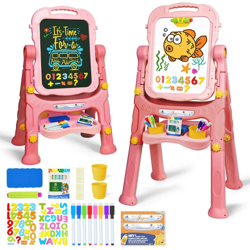 Joyooss Kids Easel, Adjustable Standing Art Easel for Toddler, Double Magnetic Drawing Board with Painting Accessories, Birthday Christmas Gift for Little Boys and Girls, Middle Size Purple Crafts Colorful Play Fun