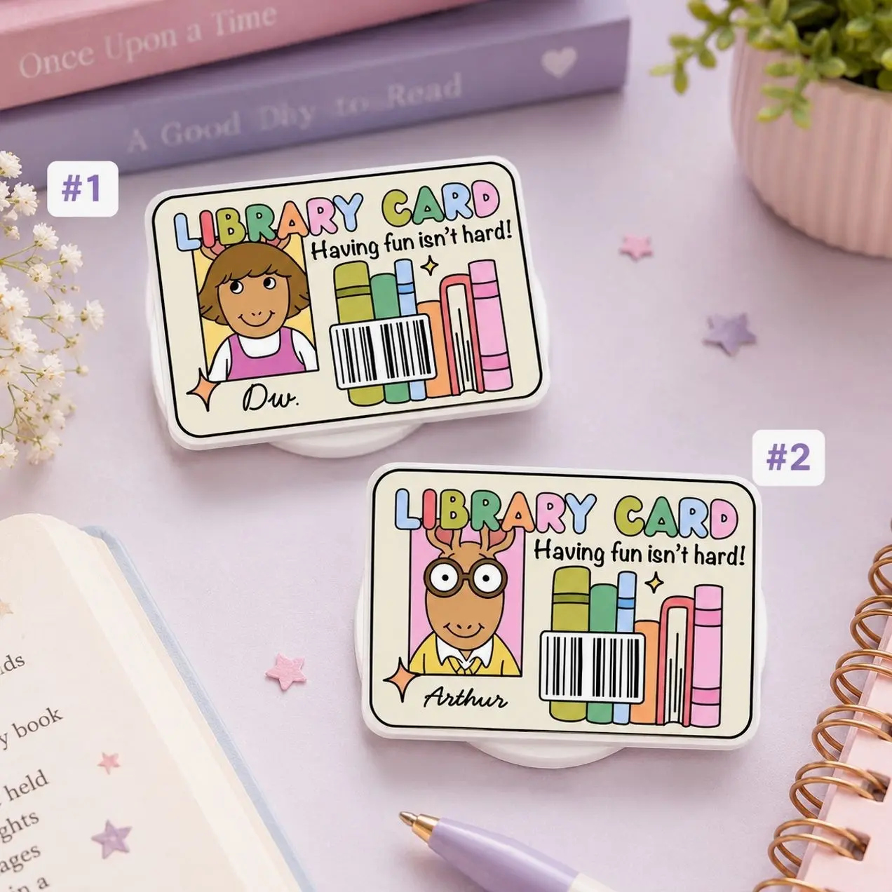 Cute Library Card Magnetic Phone Grip, Book Lover Phone Stand, Reading Teacher Librarian Gift, MagSafe-Compatible Kindle & iPhone Accessory