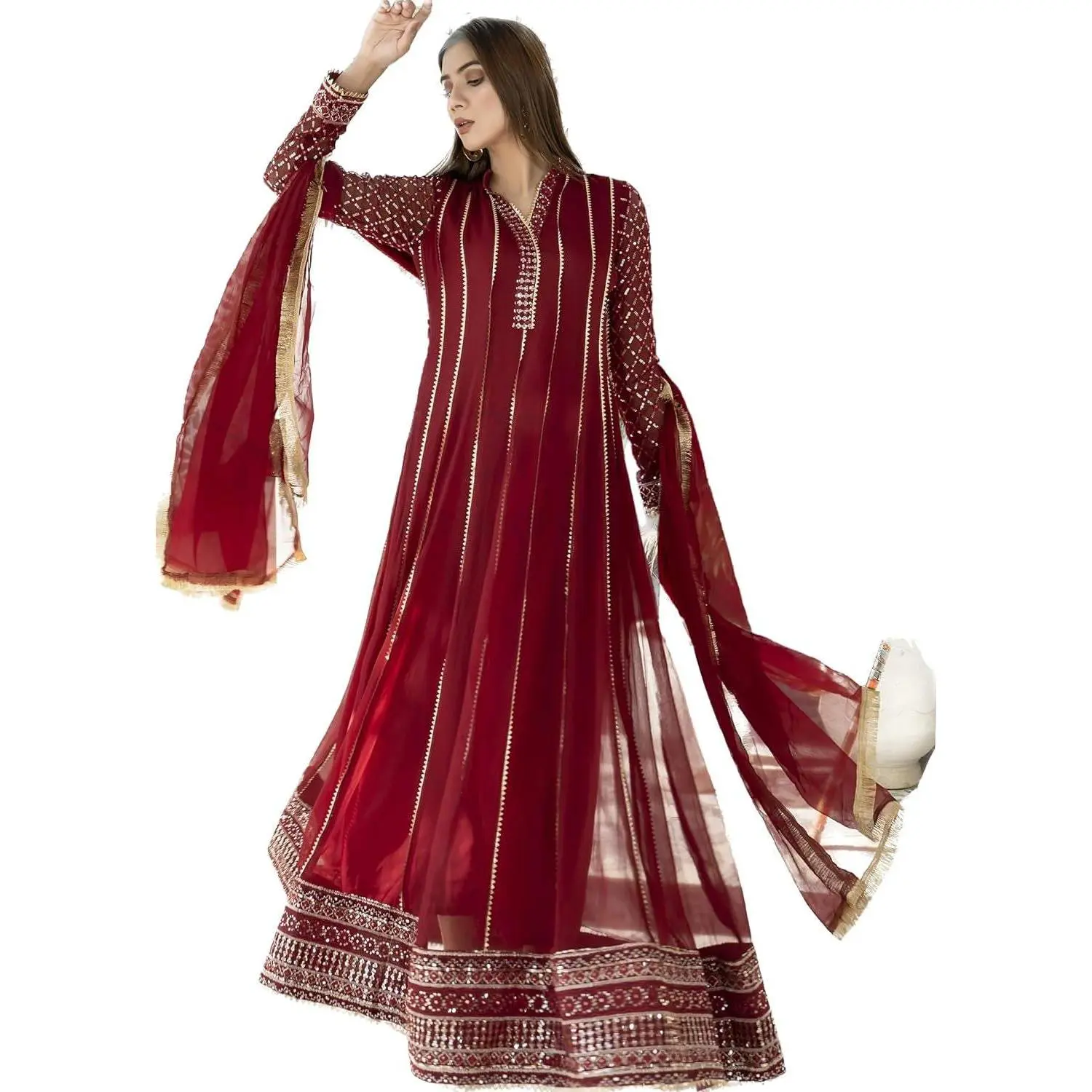 Pakistani/Indian Ladies Dress. Chiffon Embroidered Luxury Formal Dress Ready to Wear with Touser,Dupatta and Inner Lining
