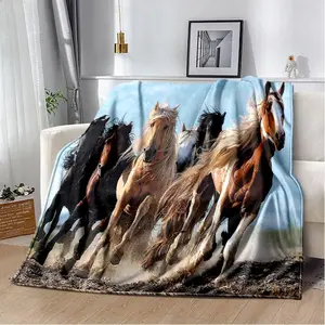 Animal Pentium Gallant Horse Steed Flannel Blanket Majestic Animal Soft Throw For Home Bedroom Bed Sofa Picnic Travel Office Kids Room Western Decor