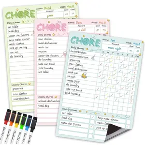 Dry Erase Chore Chart - 8.5"x12" Behavior Responsibility Chore Board for , Teenagers - 6 Extra Fine Point Markers Included - Shipped Flat 3 count Blue  & Green
