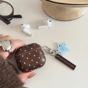 Blue Polka Dot Star Pendant Earphone Case for Apple AirPods Pro 2/pro/4/3/2, Fashionable Women's Simple Earphone Cover