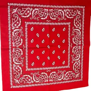 Red and White Extra Large Paisley Trainmen Bandana - 100% Cotton 27” for Men & Women
