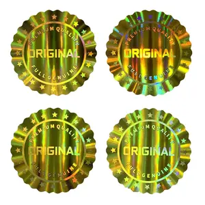 216pcs/432pcs Flower Shape Golden Hologram Laser Stickers, Disposable Waterproof Tamper Proof Security Original Labels Stickers