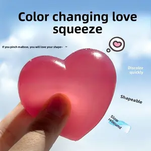 Color-Changing Heart Squeeze Toy, Soft Plush Stress Relief Gift for Girls, Cute Kawaii Design, Perfect for Relaxing and Unwinding, Sensory Fidget Relief, Kawaii Squishies