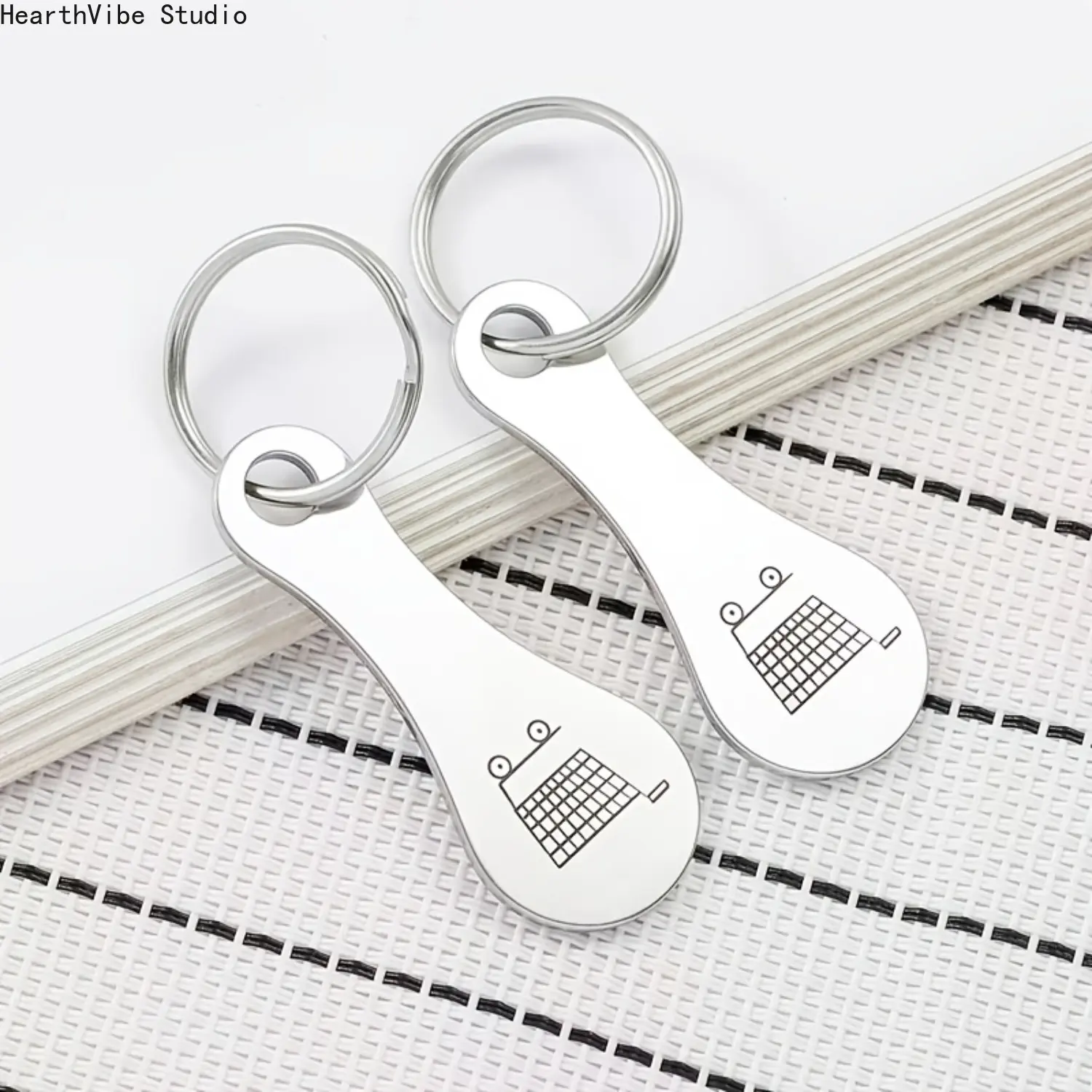 2-Pack Stainless Steel Keychain, Reusable Shopping Trolley Token, Metal Pendant Accessory with Convenient Clip, No Split Ring, Reusable Token, Multipack, Shopping Trolley Token Pendant