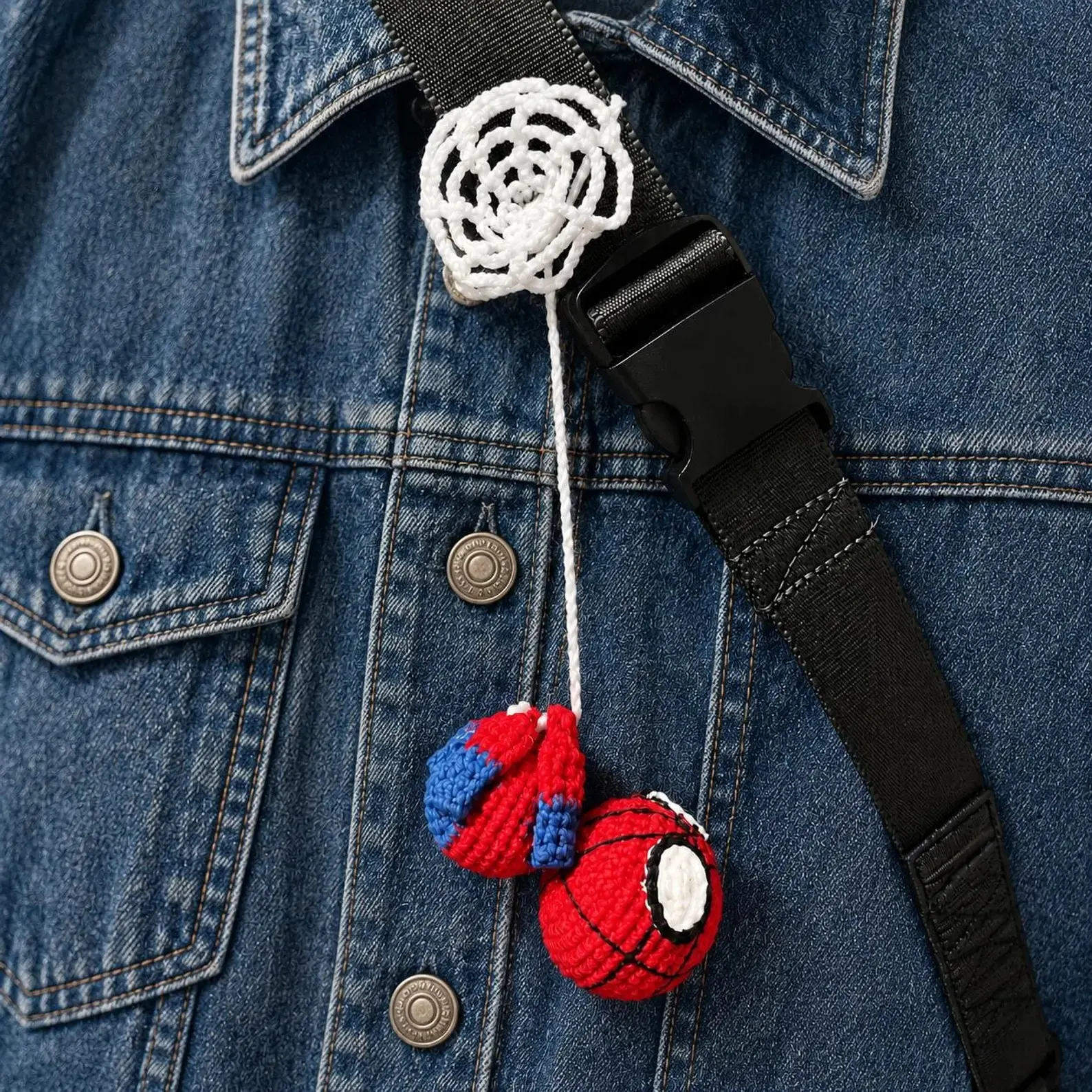 Spider Hero Crochet Car Hanging | Handmade Amigurumi Rearview Mirror Charm, Cute Bag Backpack Charm, Halloween Comic Fan Gift