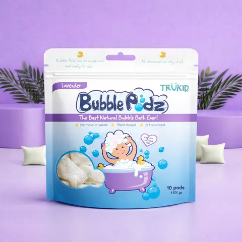 TruKid Lavender Bubble Podz – Mess-Free Natural Bubble Bath for Toddlers and Kids with Eczema or Dry Skin