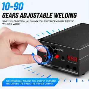 Electric Welding Machine welders 8000W High-Power Seesii Spot Welder for DIY Battery Packs - 0.1-0.3mm Dual Pulse Output, 10-90 Gears Adjustable Foot Pedal Operated Portable Welder