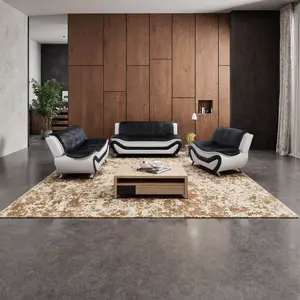 Luxurious Leather&Linen Living Room Sofa  Set, Equipped with Metal Leg Support Pillow Top Armrests, Perfect for Living Rooms, Offices, and Lounges